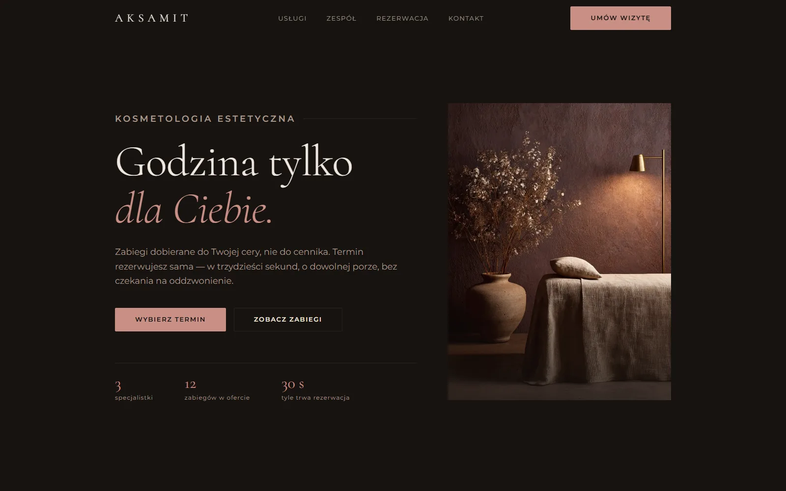 Strona gabinetu kosmetologii — projekt pokazowy